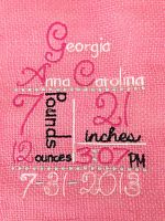 Burlap Subway Art Birth Announcement Unframed